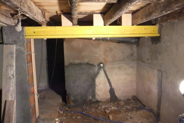 New support beams in place timber support beams